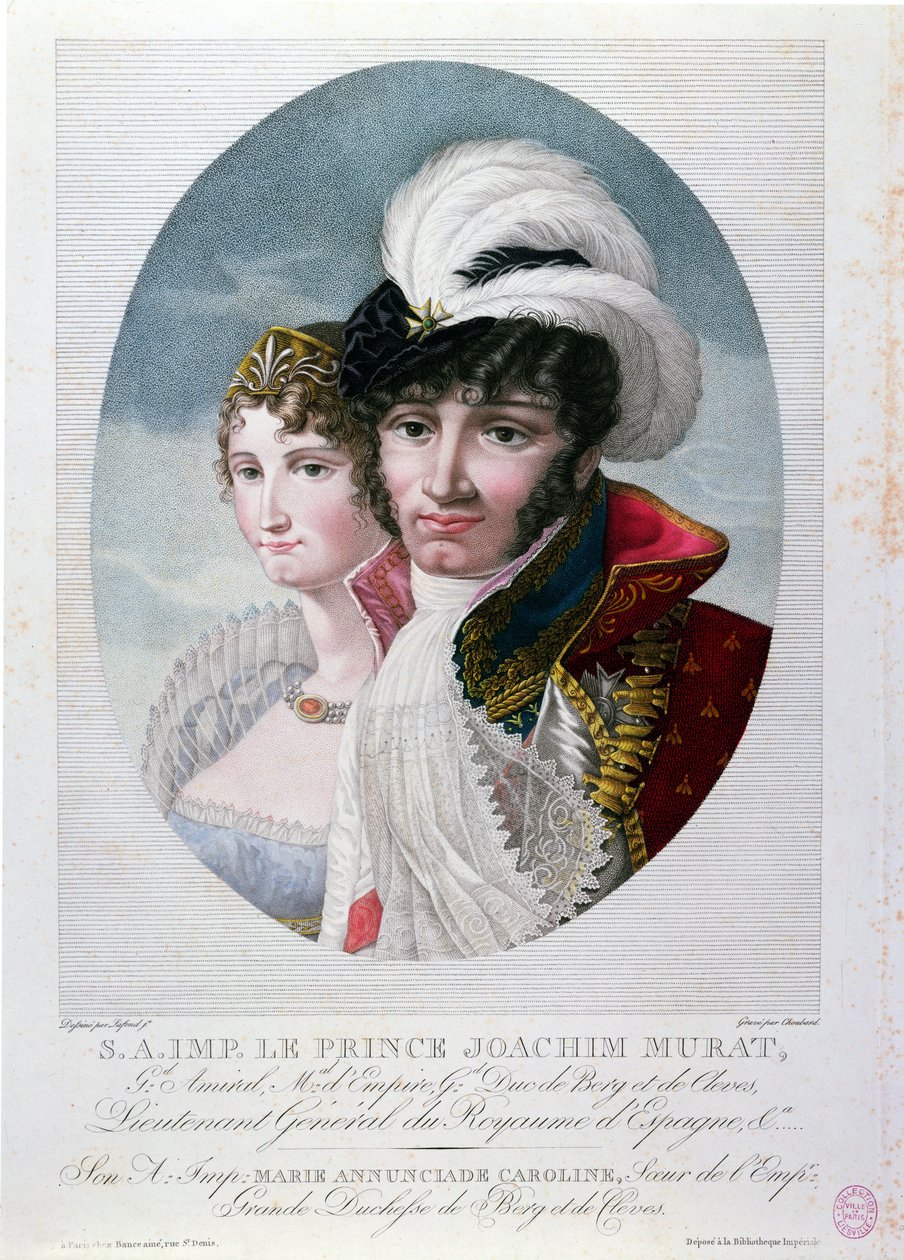 Joachim Murat将军（1767-1815）和他的妻子Caroline Bonaparte（1782-1839） 作者 法语学校