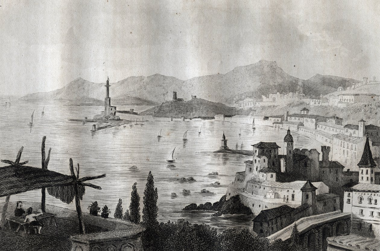 热那亚 - 热那亚 - 热那亚 - 雕刻自M. de Norvins, Ch. Nodier 1834-1836的 "意大利风景画"。 作者 法语学校