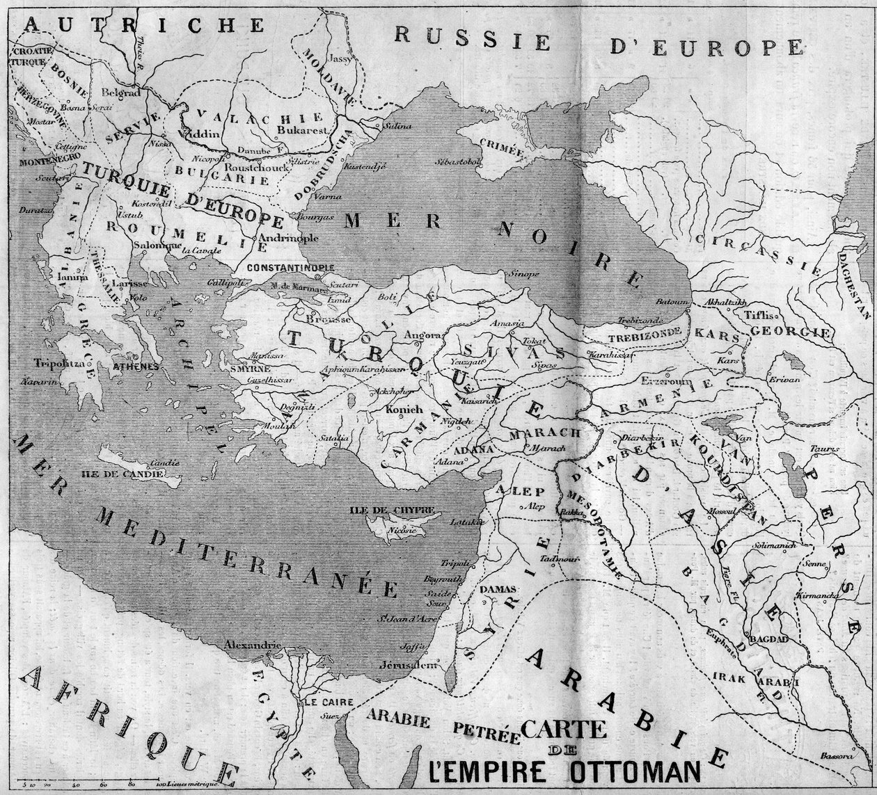 Geographic map of the Ottoman Empire in 1860. Engraving in “” Le Monde Illustré”” n°173 of 4 August 1860. 作者 法语学校