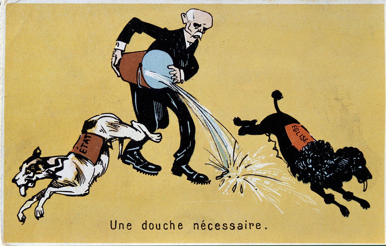 乔治-克列孟梭（Georges Clemenceau）用两只狗跳水的方式将政教分离 作者 法语学校
