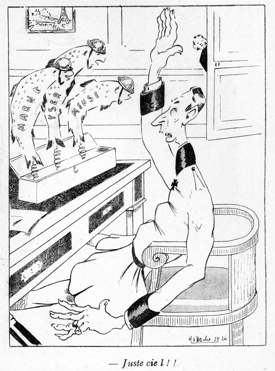 1917年3月29日，德国军官收到三月四日鱼，卡通来自愚人节（Poisson dAvril）的La Baionette杂志 作者 法语学校