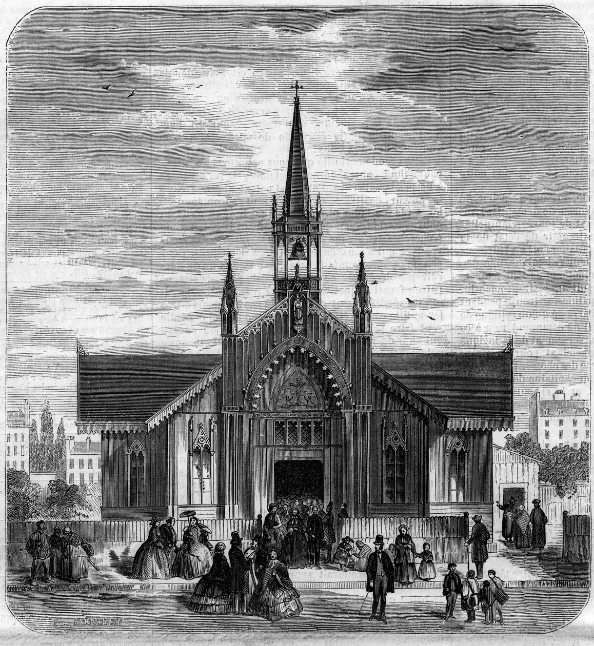 Gothic architecture: view of the facade of the church of Sainte Marie des Champs, Paris 作者 法语学校