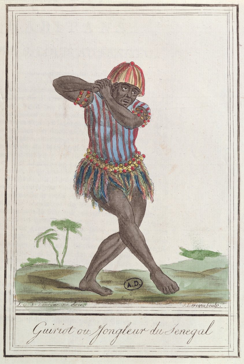 塞内加尔的Griot或Minstrel，1796年 作者 法语学校