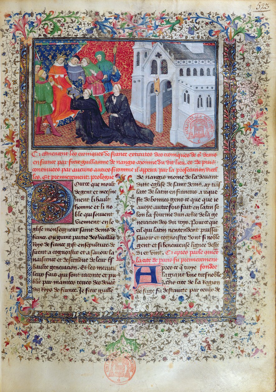 Guillaume de Nangis（d.130003）于1285-1314向法国国王菲利普四世（1268-1314）赠送他的书 作者 法语学校