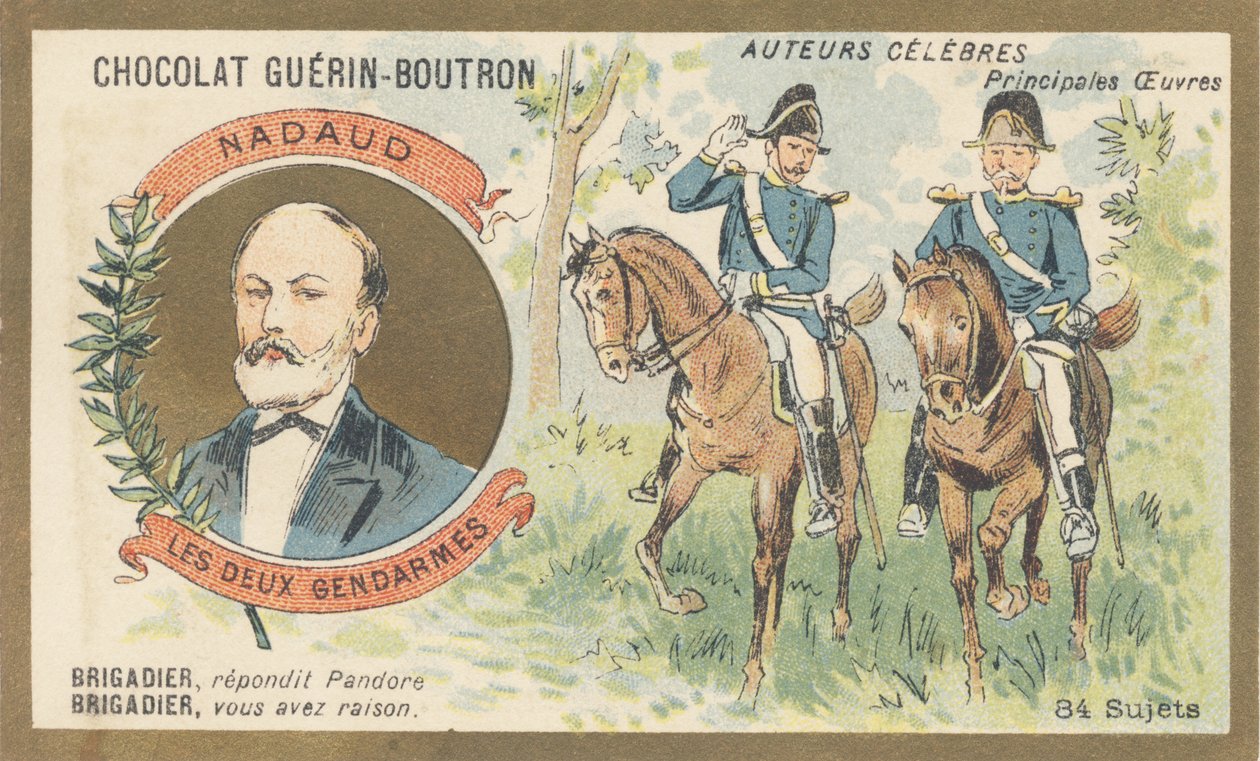 古斯塔夫·纳达 (Gustave Nadaud) (1820-1893)，法国歌格提耶 (goguettier)，诗人和词曲作者，着有政权禁止的《双人宪兵》或《潘多拉》讽刺作品 作者 法语学校