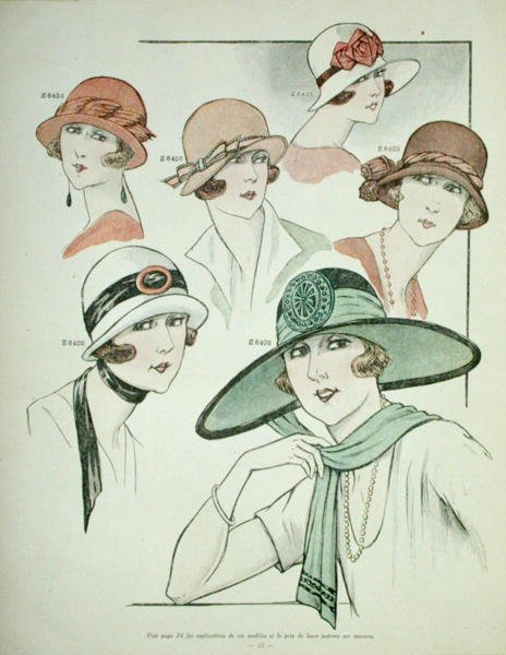 妇女的帽子，来自 "La Veritable Mode Francaise de Paris"。 作者 法语学校