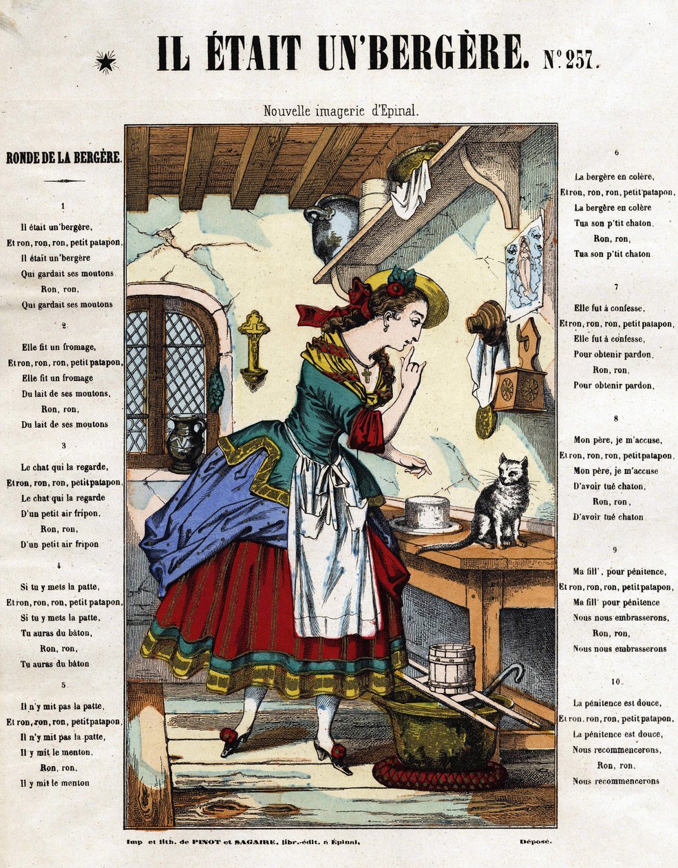 He was a shepherdess. Childborn song. Picture of Epinal from the 19th century. 作者 法语学校