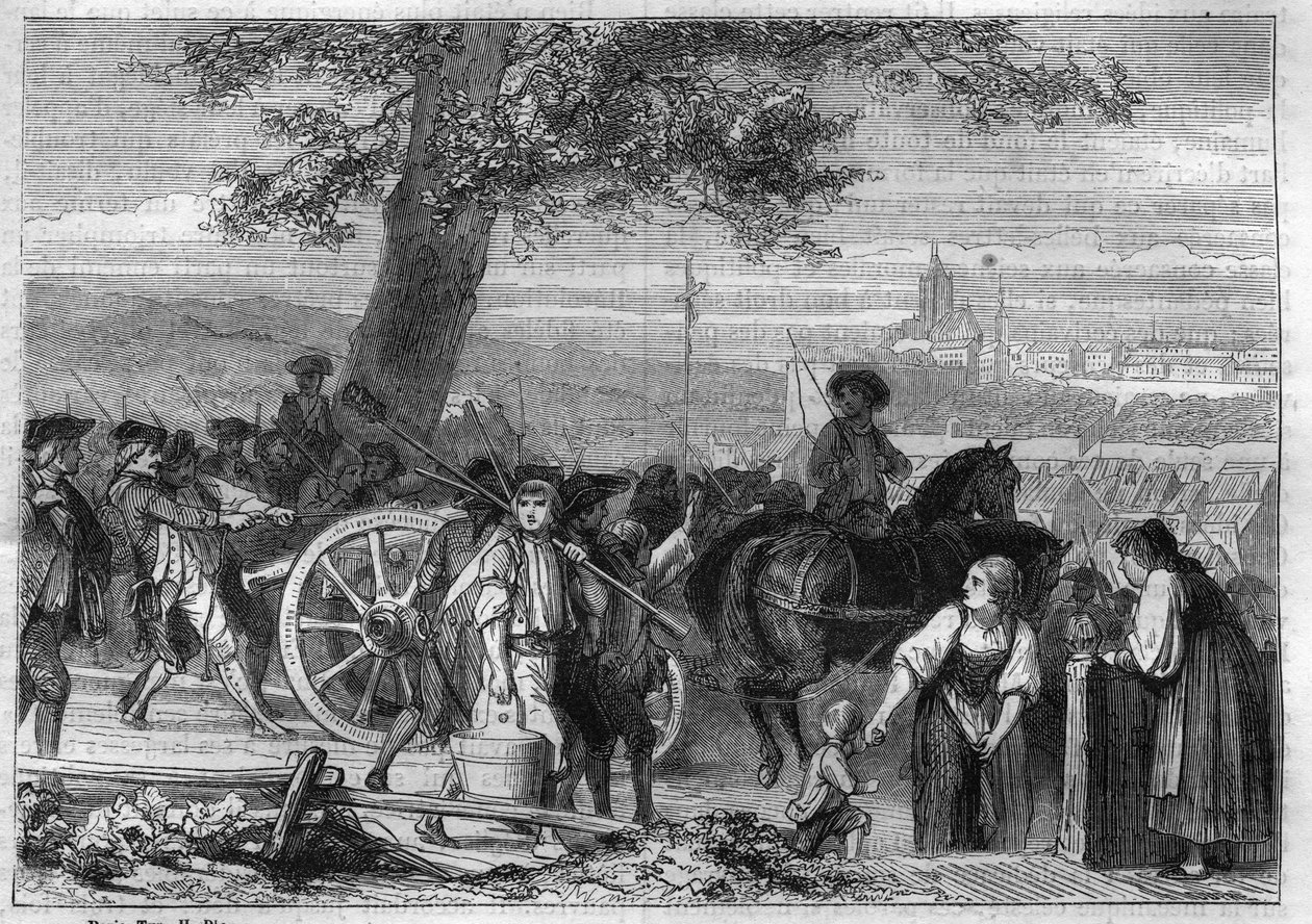 赫尔维蒂共和国，高地农民的起义：1802年11月向伯尔尼（瑞士）进军--1865年路易斯-阿道夫-梯也尔在《领事馆和帝国的历史》中的版画--赫尔维蒂共和国：农民的起义o 作者 法语学校