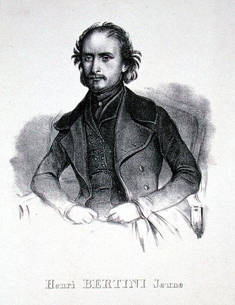 亨利-贝尔蒂尼（1798-1876）（石版画）。 作者 法语学校