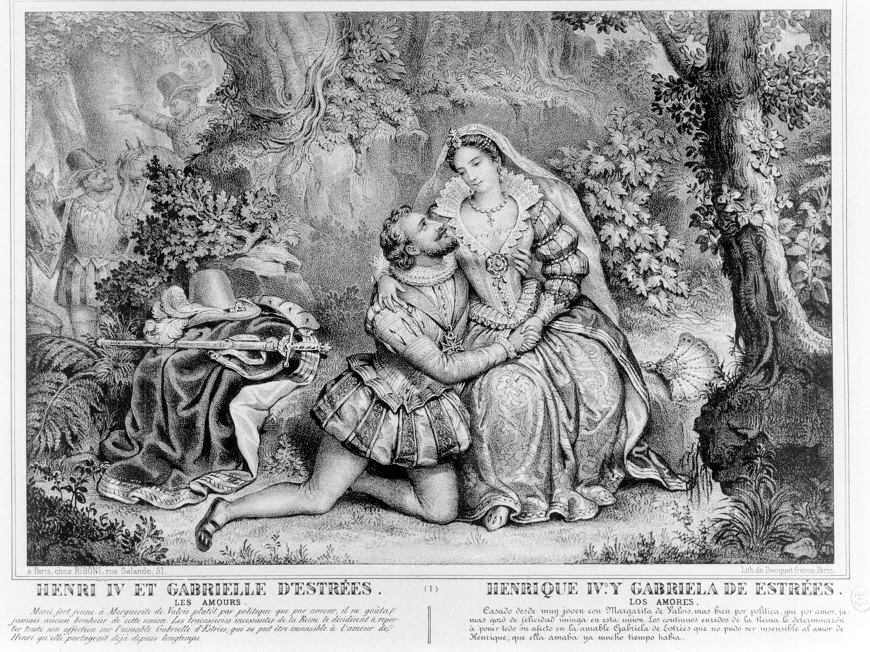 Henri IV（1553-1610），法国国王和Gabrielle dEstrees（1573-99） 作者 法语学校