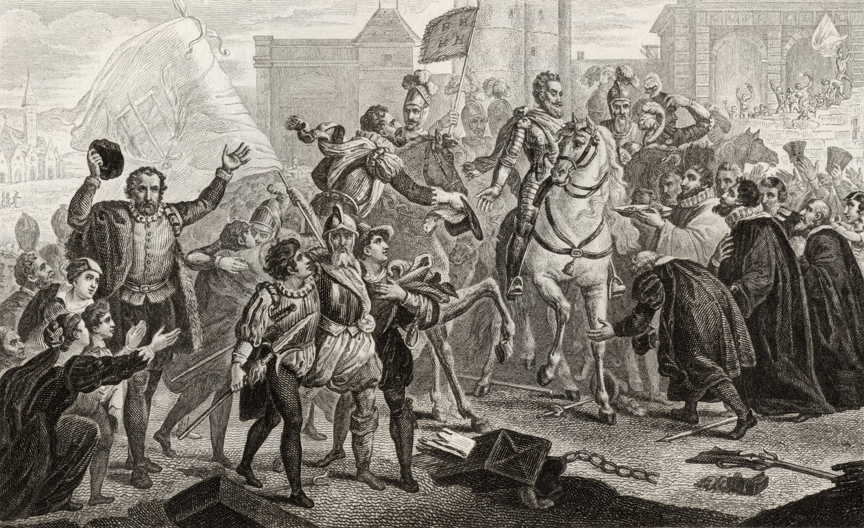 Henri IV（1553-1610）于1594年从Colart的“Histoire de France”进入巴黎，出版于1840年 作者 法语学校