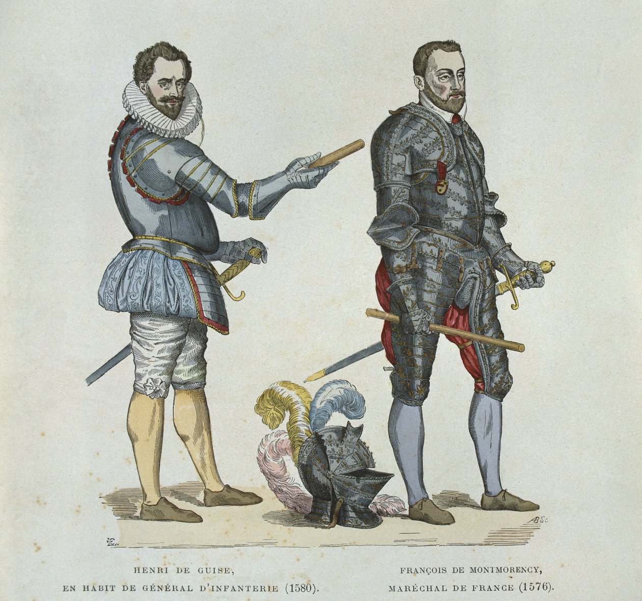 Henri of Guise（1549-88）和Francois de Montmorency（1530-79），来自当时的雕刻 作者 法语学校