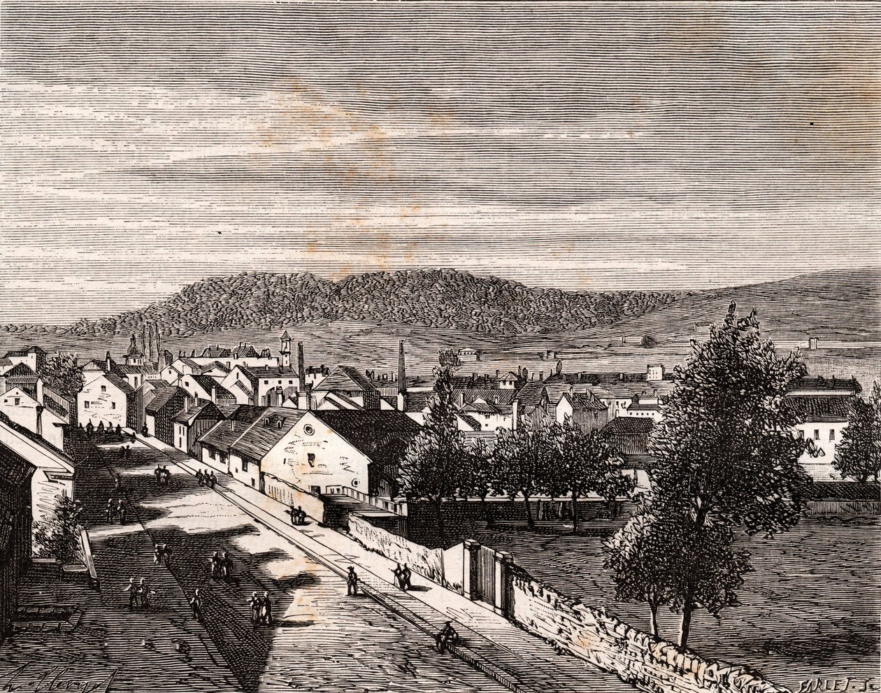Hericourt--索内-卢瓦尔省--V.A. Malt-Brown的 "La France illustree: geography, history, statistical administration "中的雕刻作品。1884 作者 法语学校