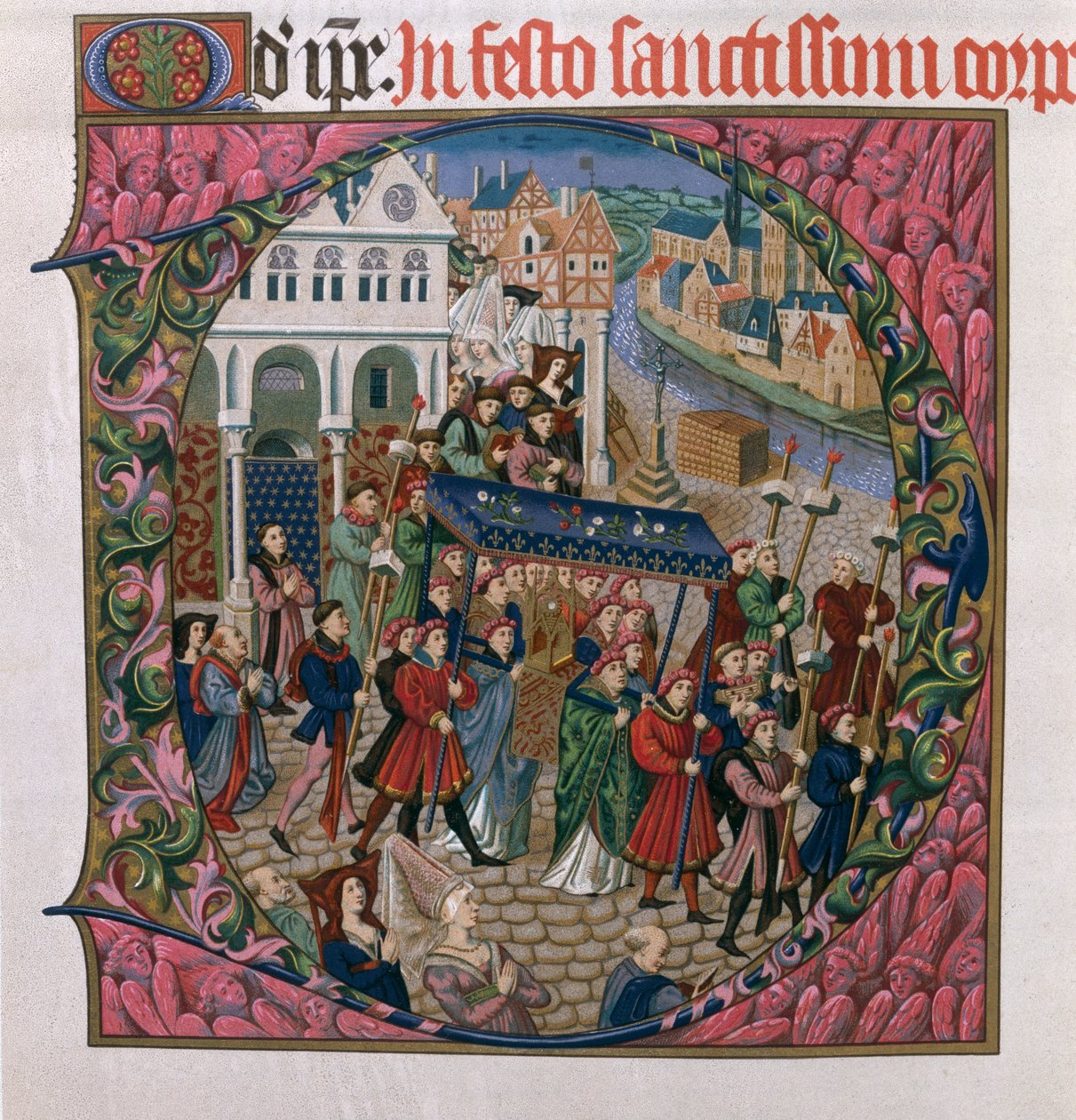 历史悠久的D描绘了15世纪巴黎Place de Greve的宗教游行（Missel de Jouvenel des Ursins的传真版） 作者 法语学校