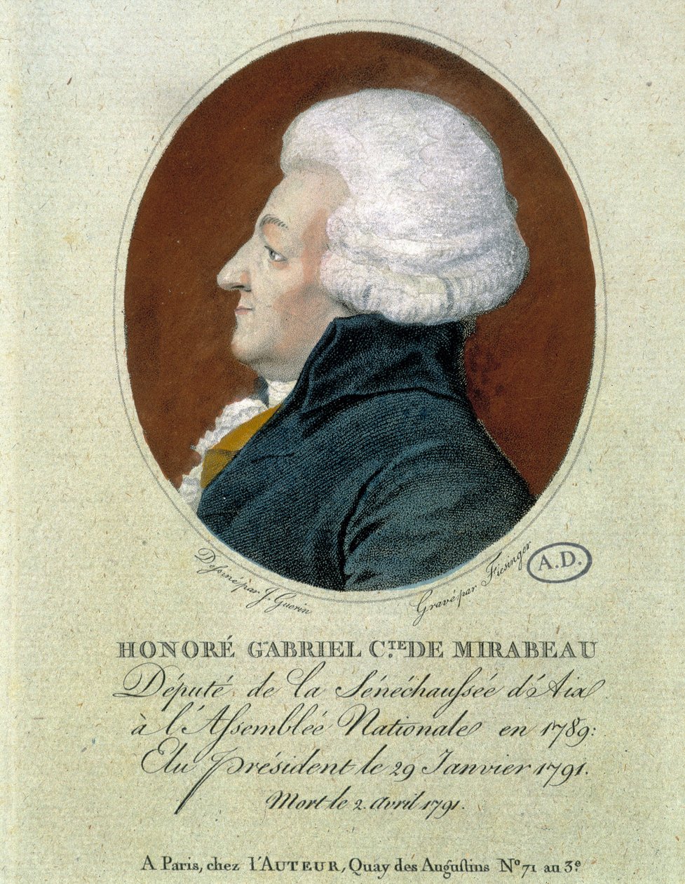 米拉波伯爵霍诺雷-加布里埃尔（Honore-Gabriel）-里凯蒂（1749-1791）：1789 年国民议会艾克斯议员，1791 年 1 月 29 日当选总统，1791 年 4 月 2 日去世。 作者 法语学校