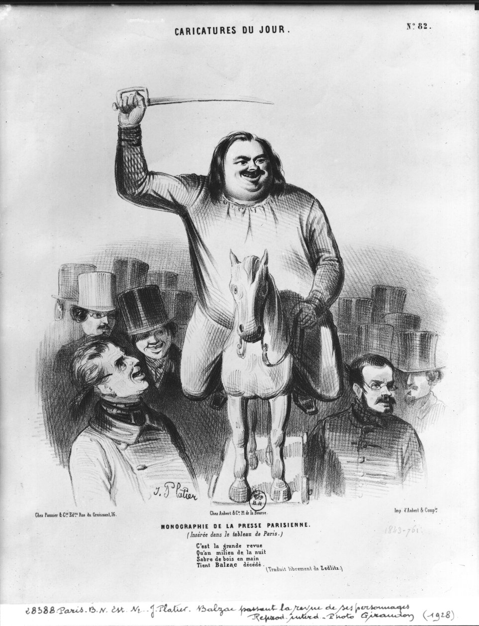 Honore de Balzac（1799-1850）传递审查他的人物 作者 法语学校