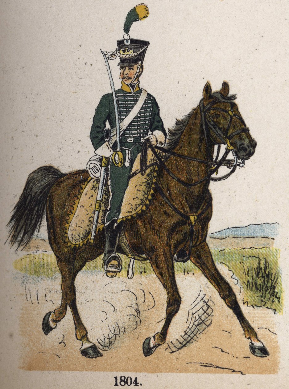1804 年的骑马猎人。 Lienhart 和 Humbert 所著的 Les Uniformes de l