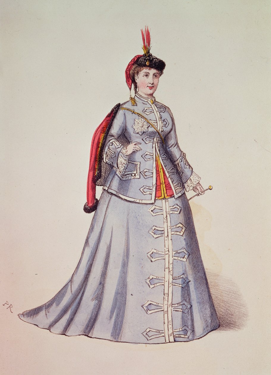 Hortense Schneider担任奥芬巴赫轻歌剧“La Grand Duchesse de Gerolstein”的主角，1867年“巴黎戏剧院”的插图 作者 法语学校