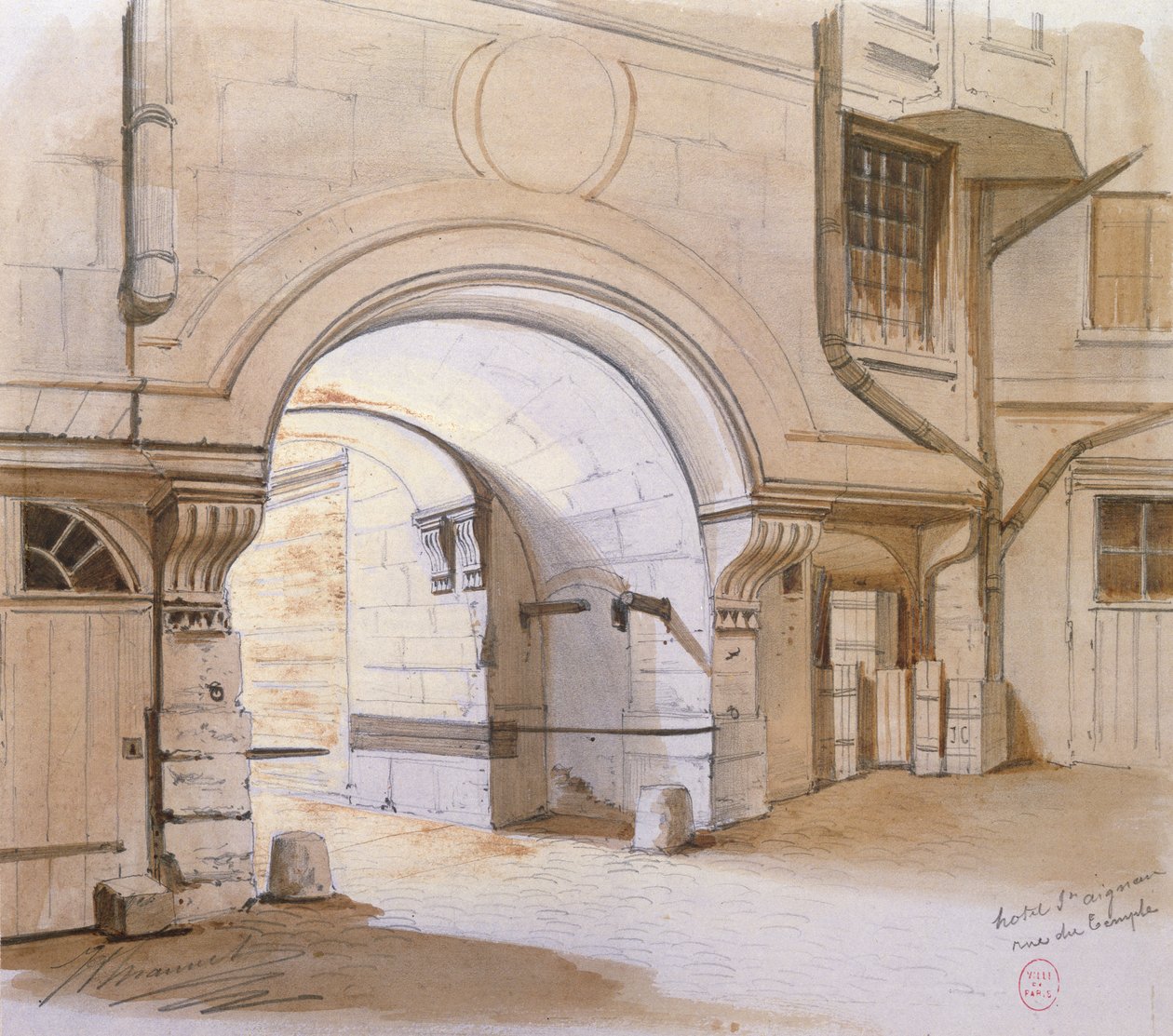 Saint-Aignan酒店，Rue du Temple，巴黎（铅笔和纸上的wc） 作者 法语学校