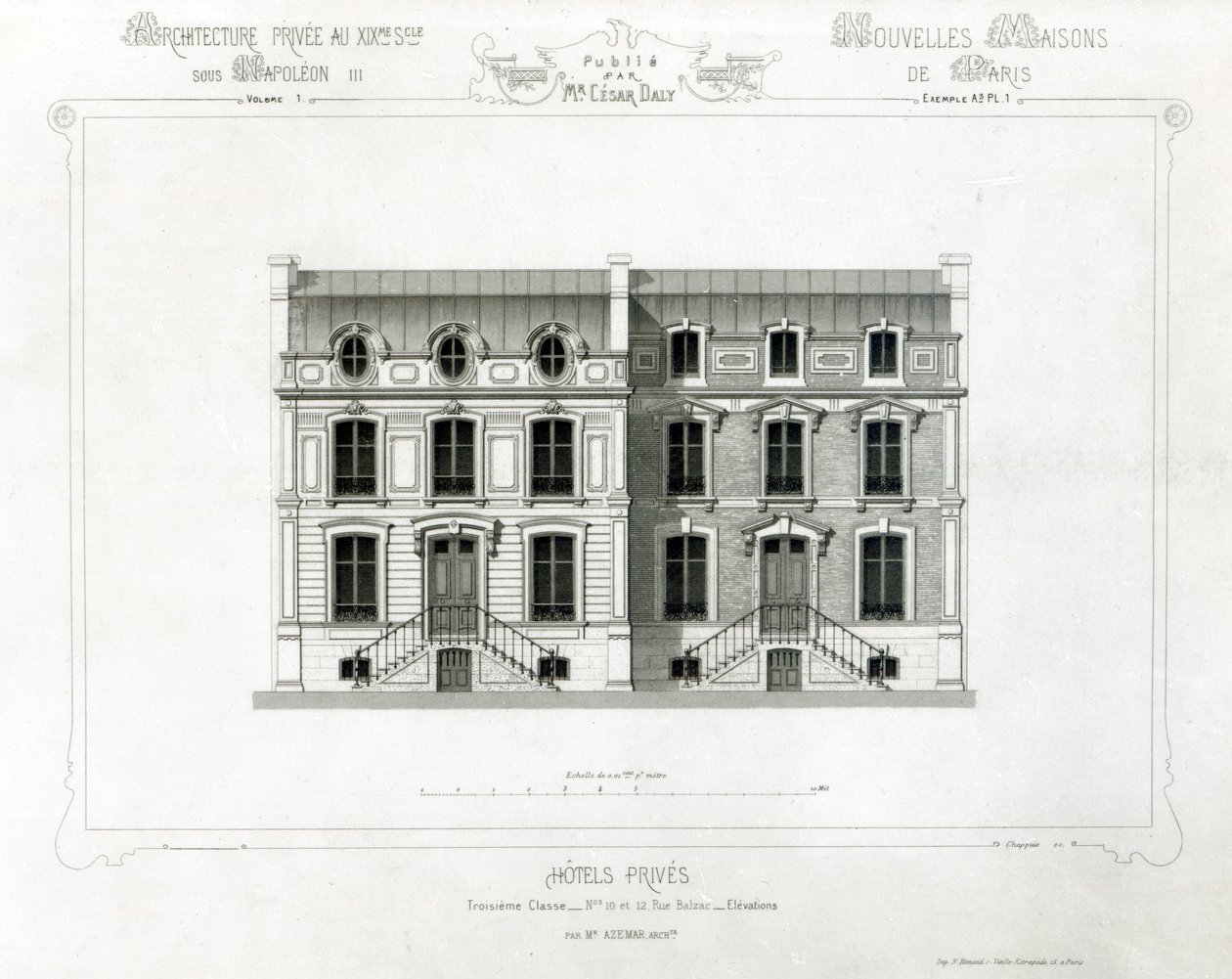 Prives Hotels，10＆12 Rue Balzac，Paris，从Private Architecture到C19th， 作者 法语学校