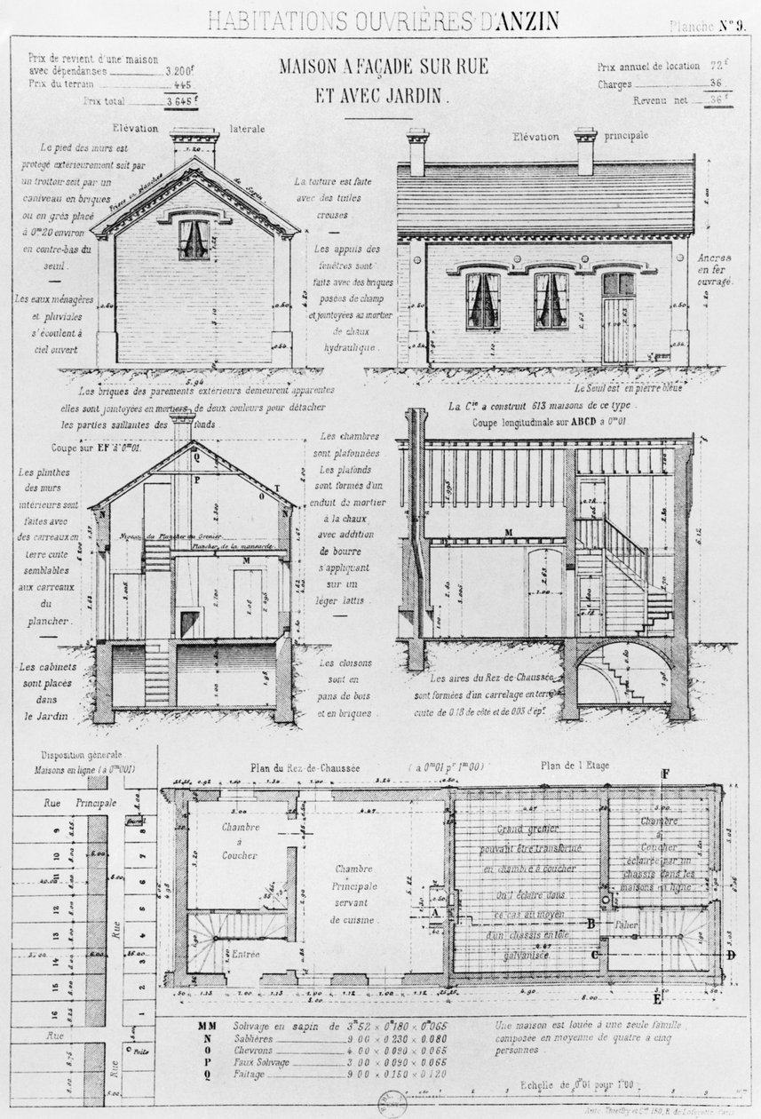 Anzin的工人房屋，所有国家的工人房屋9，1878年的情况，Emile Muller的未来和巴黎的Emile Cacheux，1879年出版 作者 法语学校