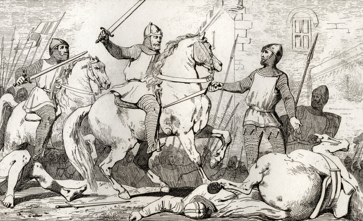 Hugh Capet（941-96）从Colart的“Histoire de France”中捕获了Lorraine的Charles，发表于1840年 作者 法语学校
