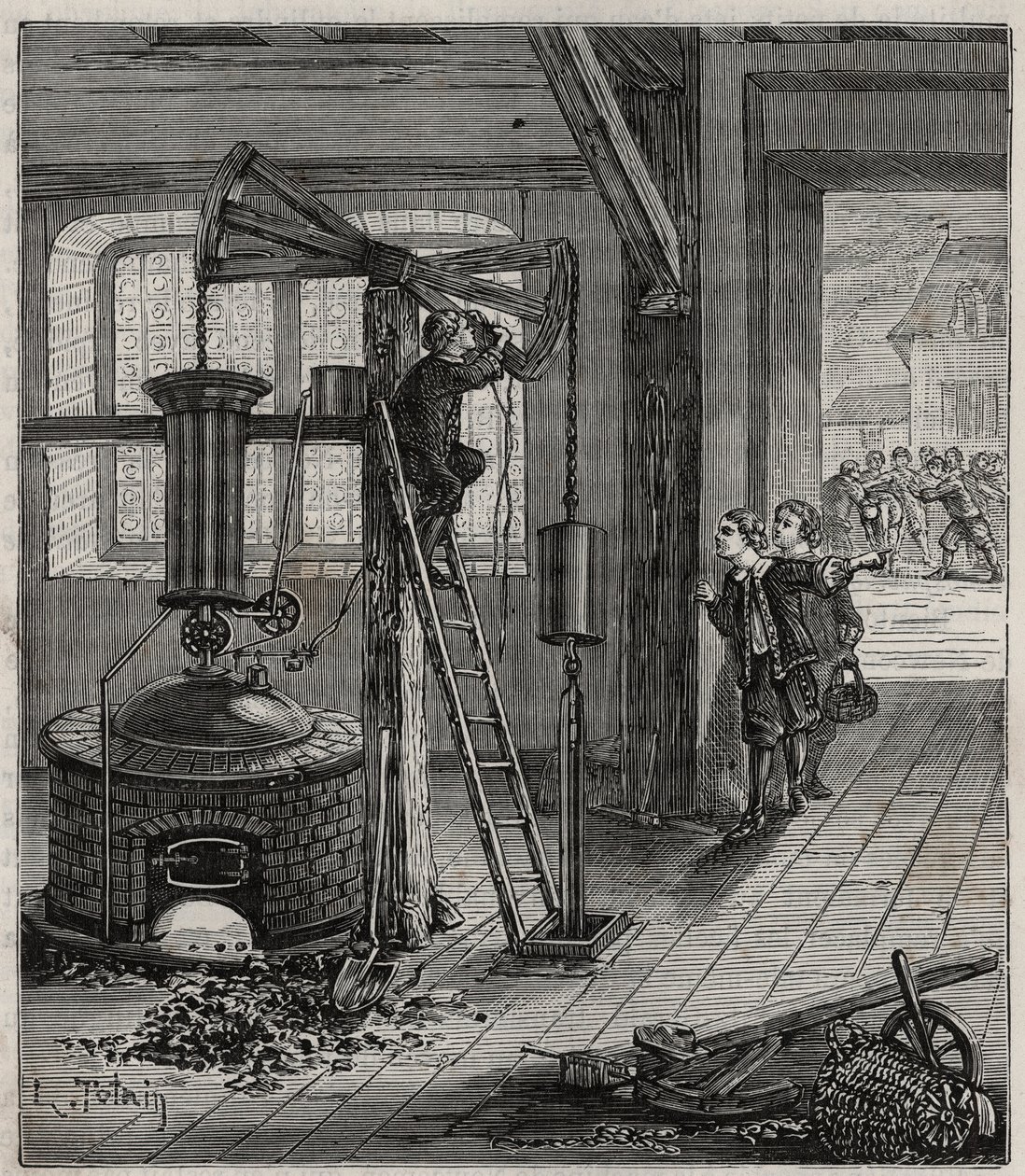 Humphrey Potter, in charge of opening and closing the valves of Thomas Newcomen