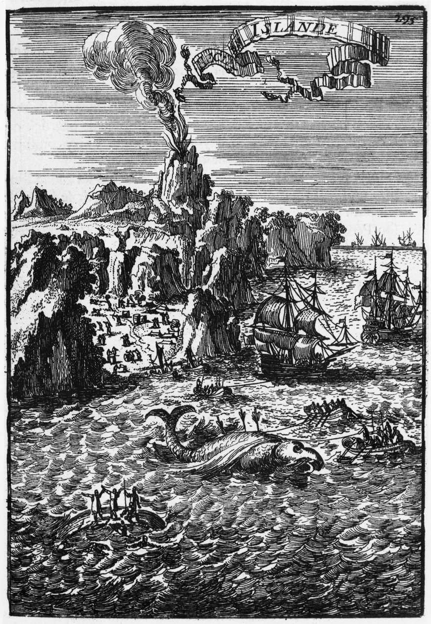 冰岛和鲸鱼捕捞，来自描述de lUnivers的插图由Allain Manesson Mallet（1630-1706）出版巴黎，1683年 作者 法语学校