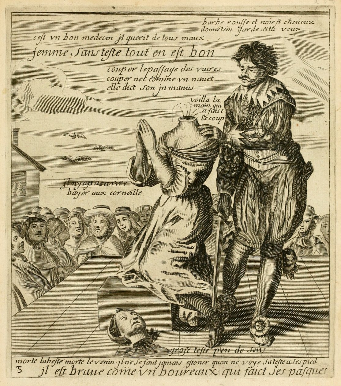 雅克·拉格涅特（Jacques Lagniet）的《最杰出的谚语集，分为三本书》，约1657-63年版（刻版），他“勇敢地成为pa子手” 作者 法语学校