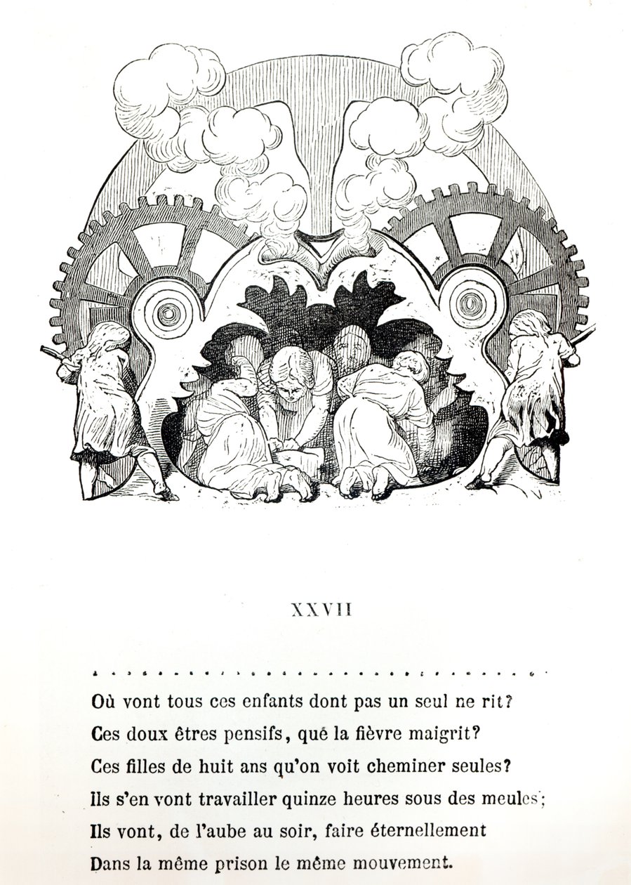 由Hetzel出版的Victor Hugo（1802-85）c.1880的一本关于童工的诗的插图 作者 法语学校