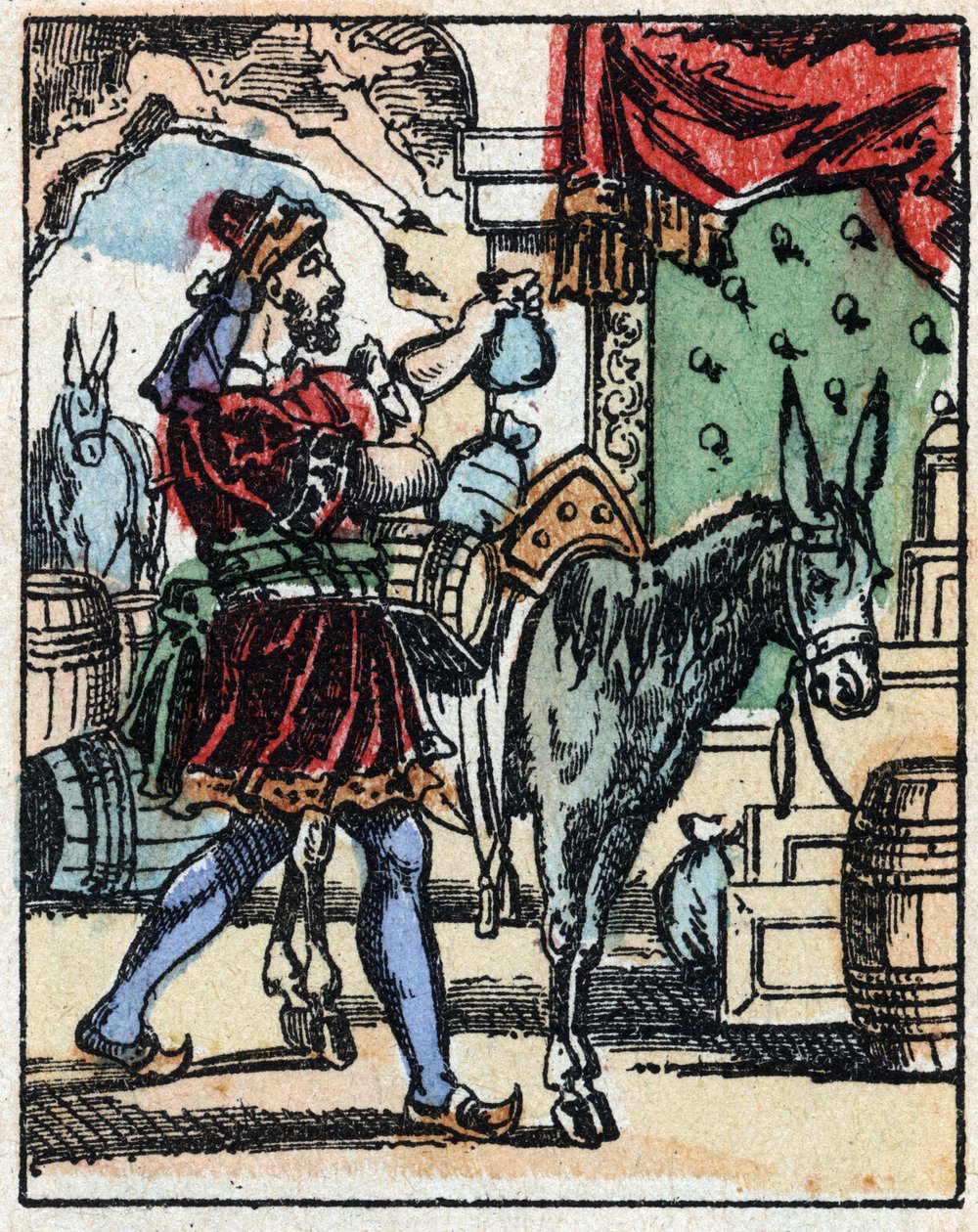 Illustration for the Tales of the Thousand and One Nights. Ali-Baba (Ali Baba).Wood engraving from Imaging Pellerin - Epinal, sd. Late 19th century. 作者 法语学校
