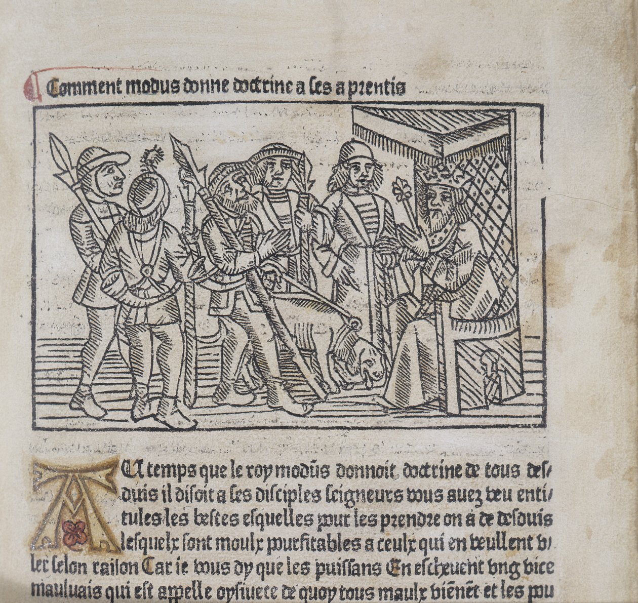 来自Le Livre du Roy Modus et de la Reine Racio的插图，Henri Ferrieres，1486（木刻和凸版印刷） 作者 法语学校