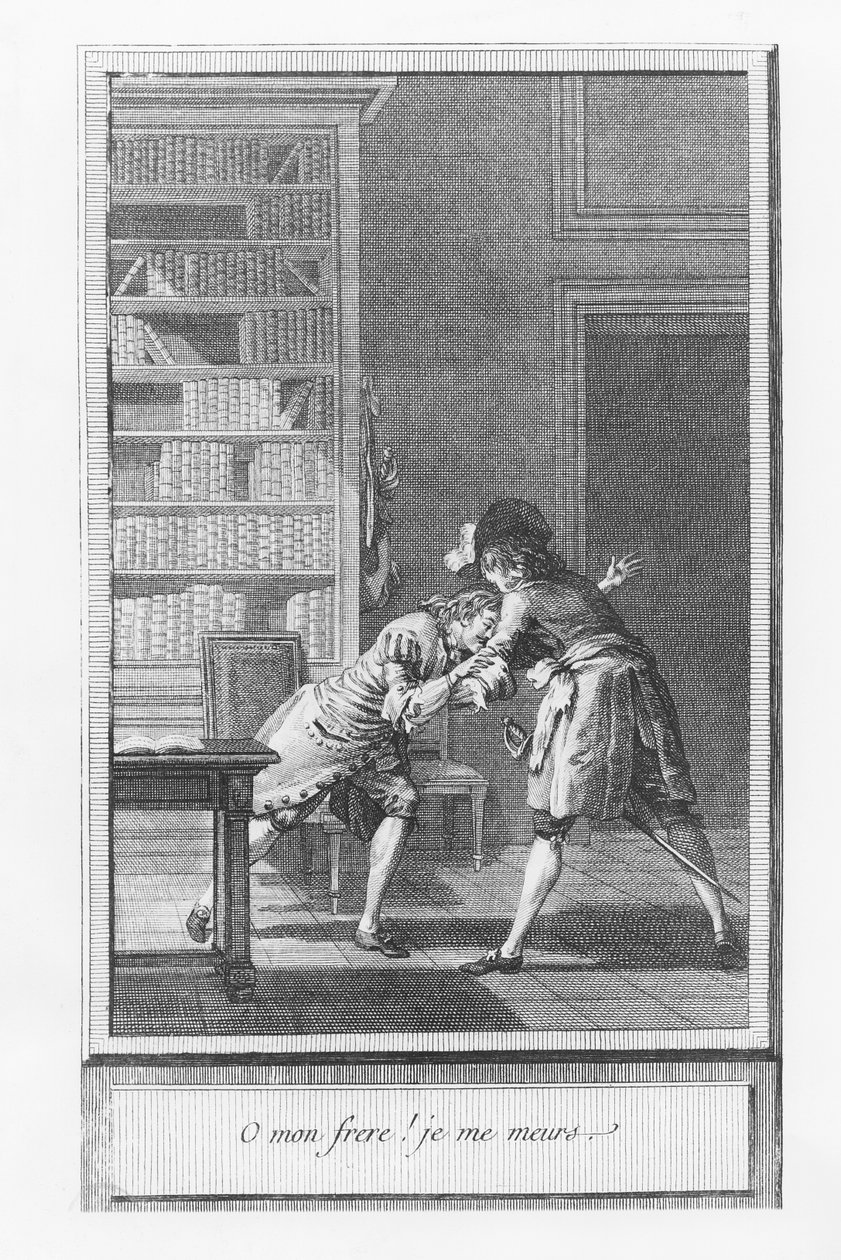 Abbé Prévost的《奥利弗-克伦威尔的亲生儿子克利夫兰先生的生活和冒险》中的插图（雕刻）。 作者 法语学校