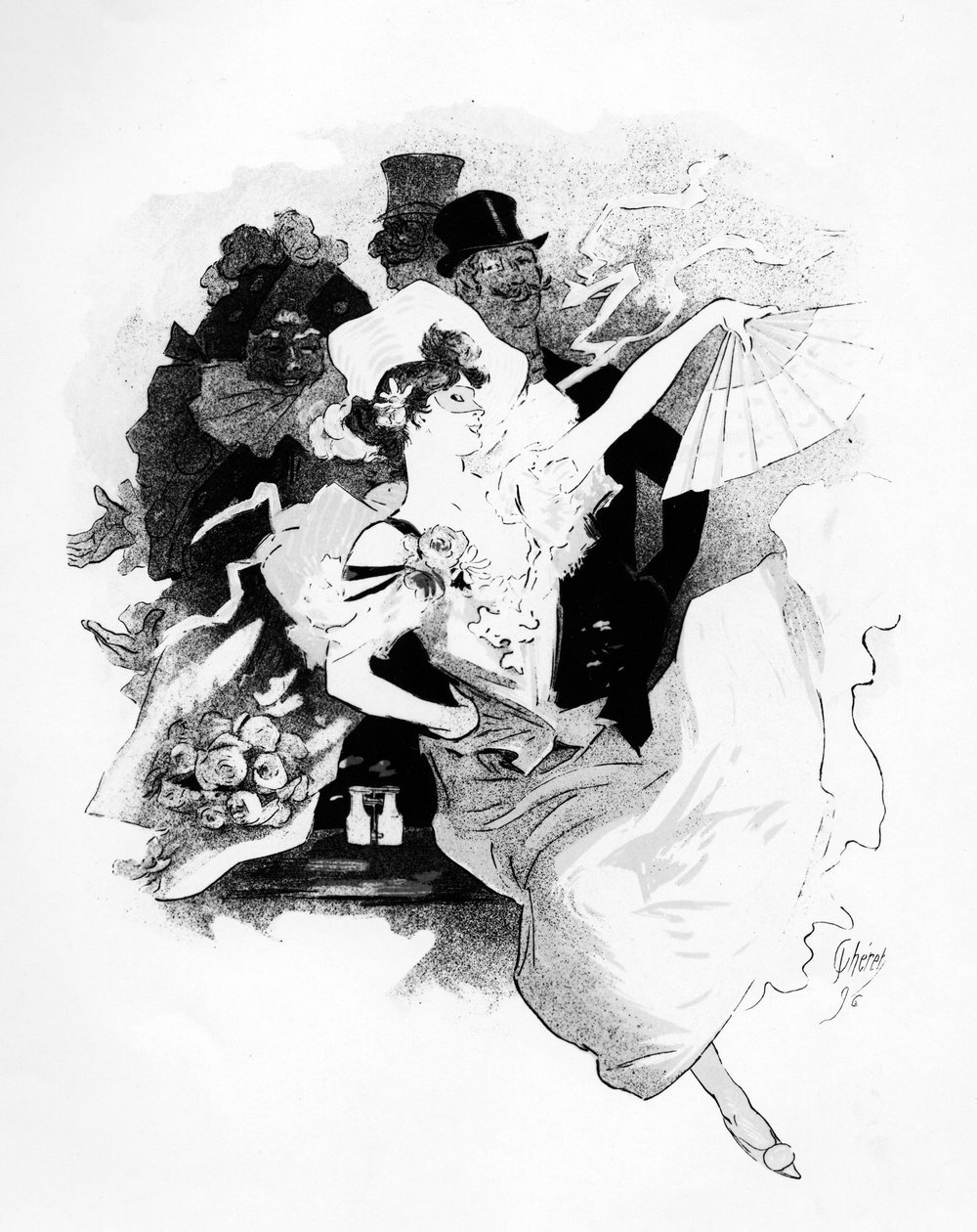 从海报做广告的第一个盛大Bal Masque剧院de LOpera，巴黎，由Jules Cheret，1896年 作者 法语学校