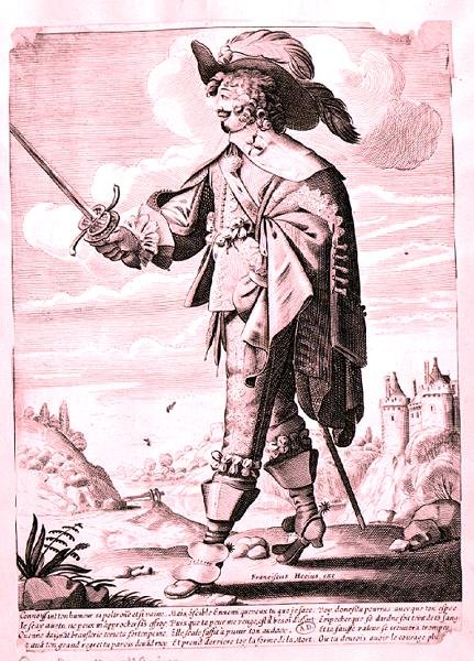 路易十三统治时期的士兵插图（1601-43）（雕刻）（黑白照片）。 作者 法语学校