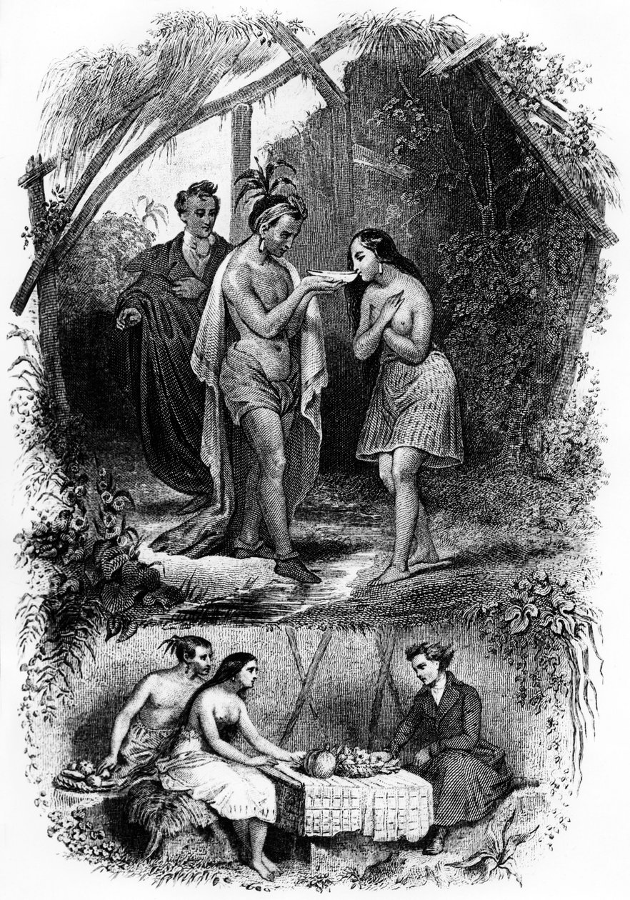Francois Rene de Chateaubriand的小说《Les Natchez》的插图 作者 法语学校