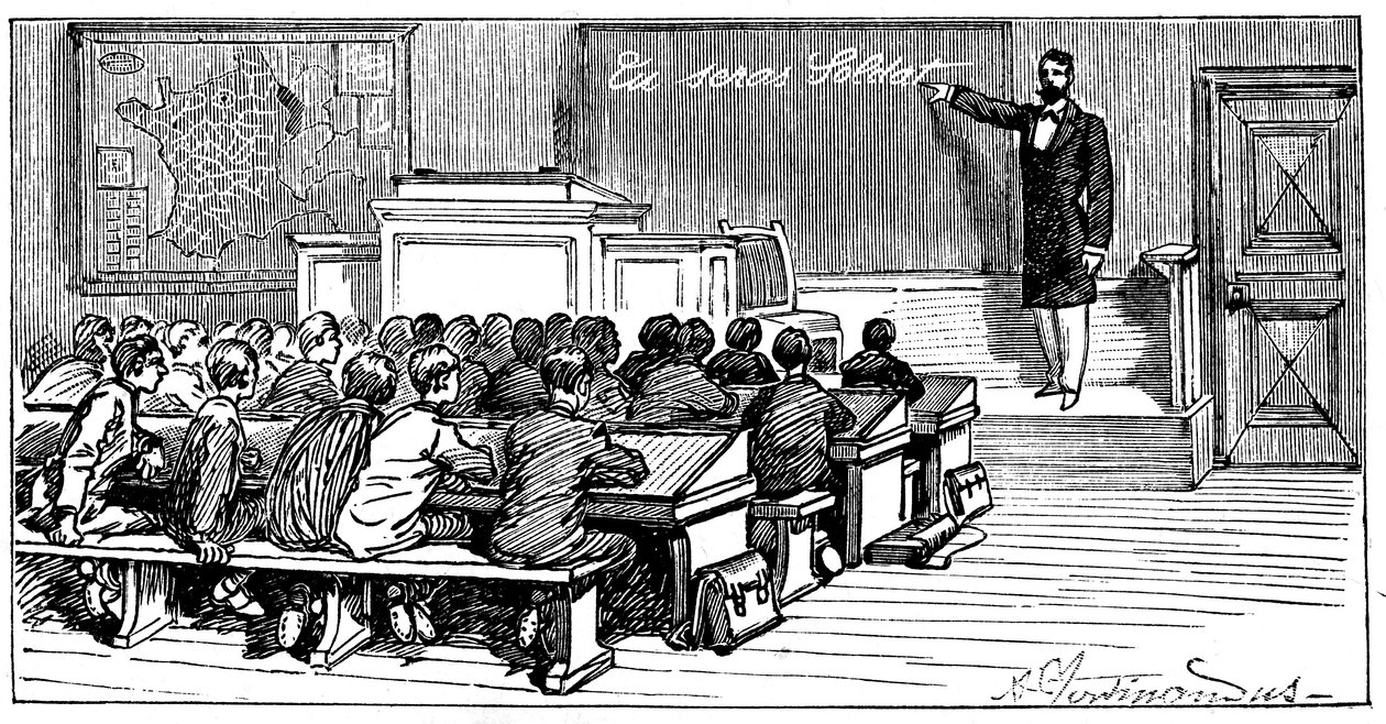 这本书的插图由埃米尔·拉维斯（Emile Lavisse）的《 Tu sera soldat》，阿曼·科林（Armand Colin），1899年 作者 法语学校