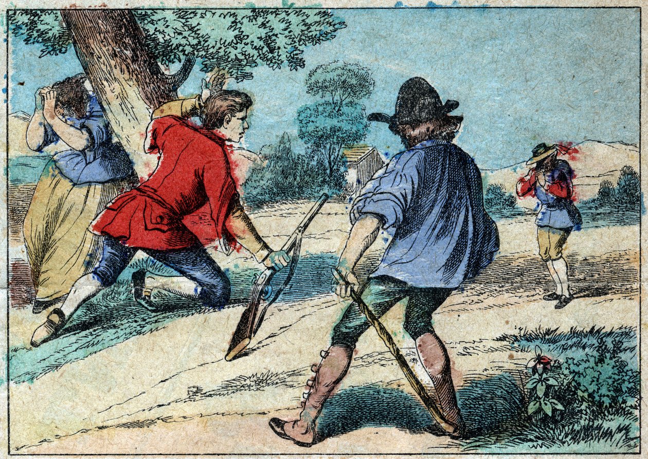 Jean de la Fontaine（1621-1695）的寓言插图：狼变成了牧羊人。19世纪末的埃皮纳尔成像。 作者 法语学校