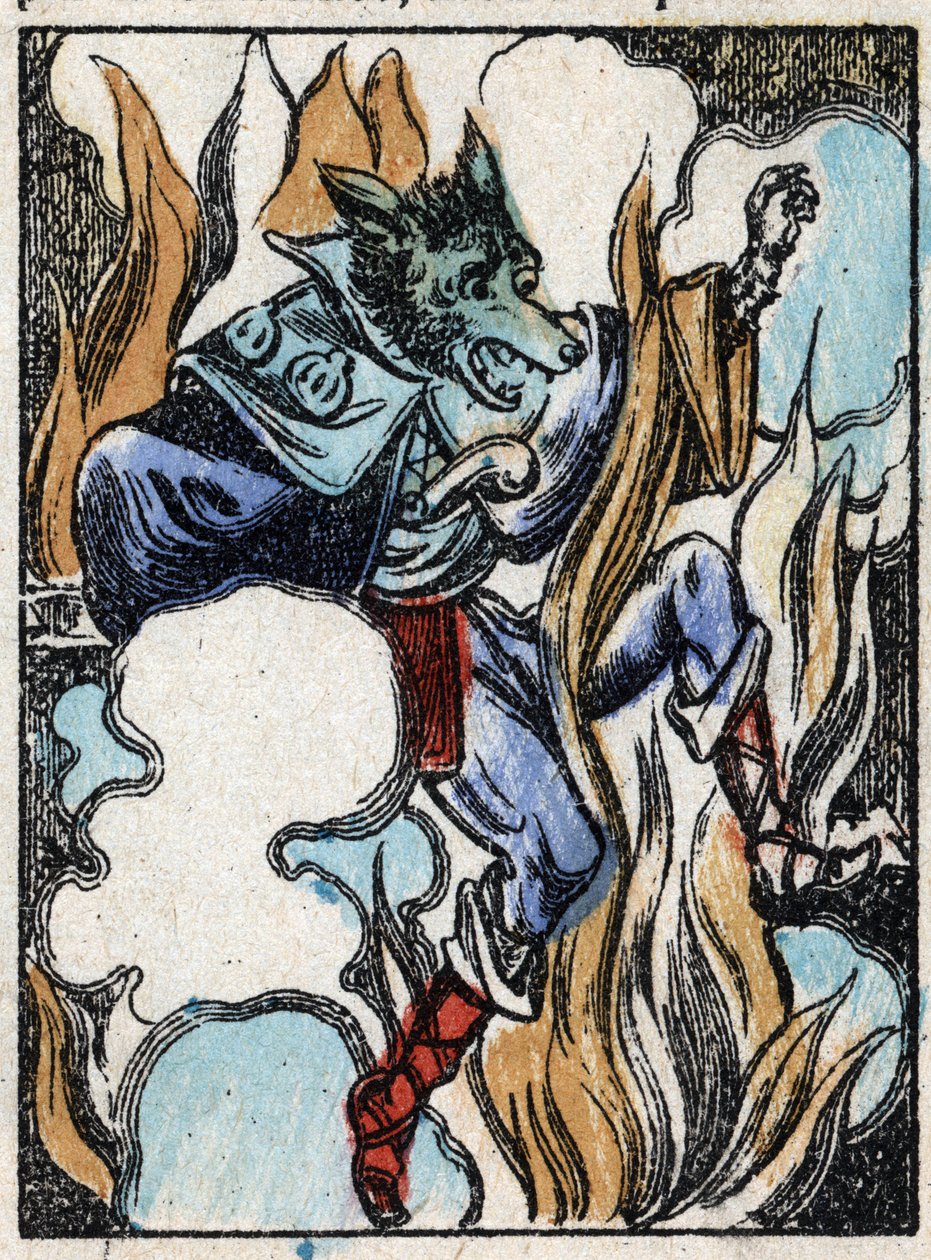 Illustration of the tale “The wolf, the goat and the seven biquets “” Wood engraving from Imaging Pellerin - Epinal, sd. Late 19th century. 作者 法语学校