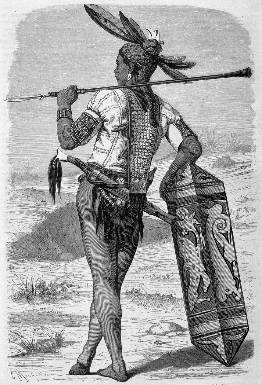 1870 年至 1871 年在“Le Tour du monde”版本中发表的插图描绘了婆罗洲岛上的达雅克人（土著）。 雕刻。 作者 法语学校