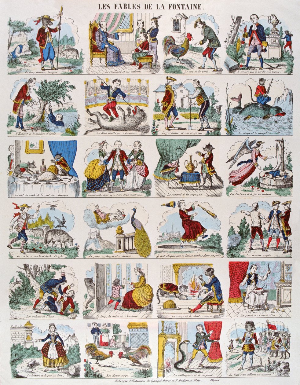 Jean de La Fontaine的寓言插图（1621-95）图像中的Gangel和P. Didion in Metz（彩色雕刻） 作者 法语学校