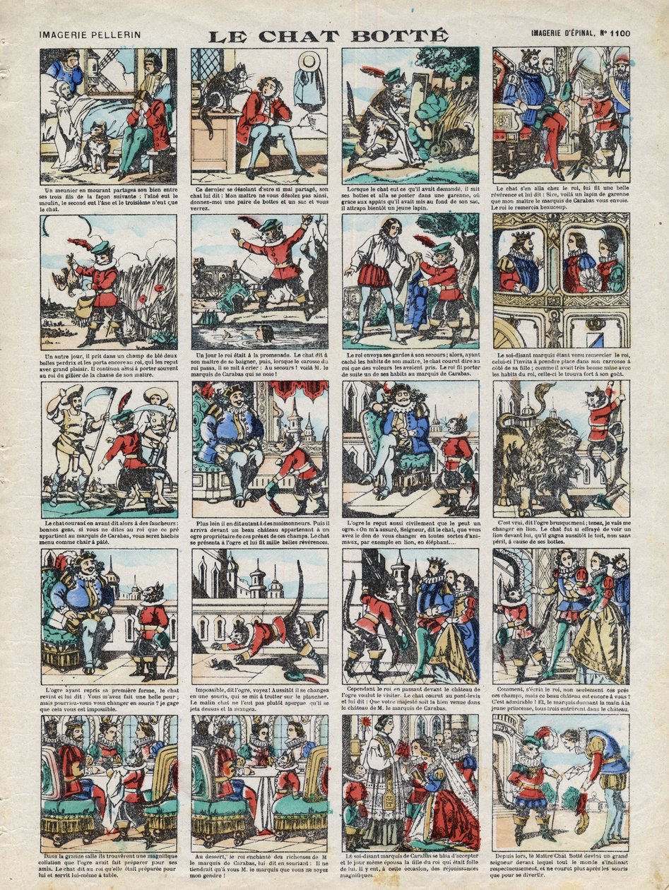 Epinal de la Maison Pellerin的图片--约1913年--查尔斯-佩罗的故事 "猫咪的面包 "的插图。 作者 法语学校