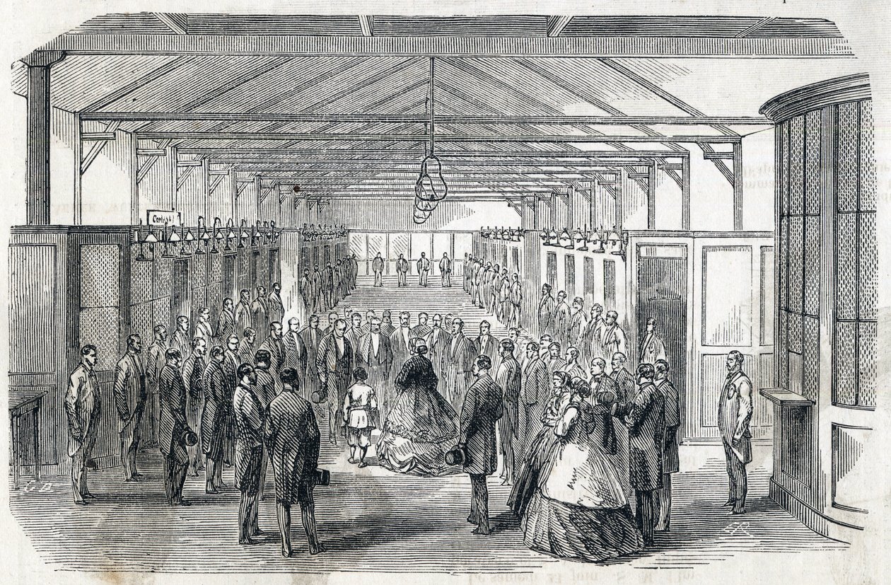 Impress Eugenie and Imperial Prince visit the Bank of France, 23 June 1866 - - engraving in Le MONDE Illustrous DU 07/07/1866 作者 法语学校