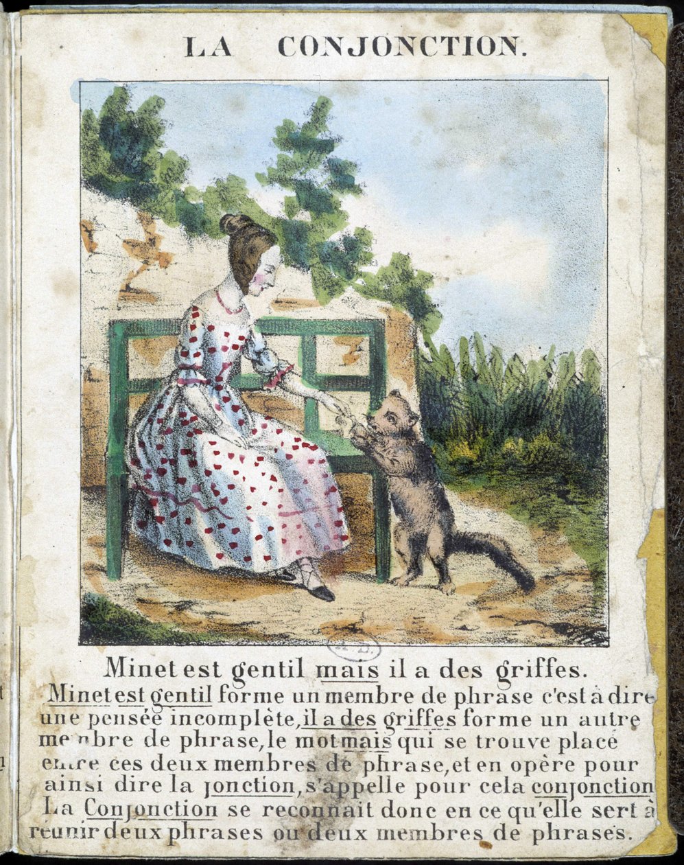在 "La grammaire en images"，传单专辑中，约1850年。 作者 法语学校