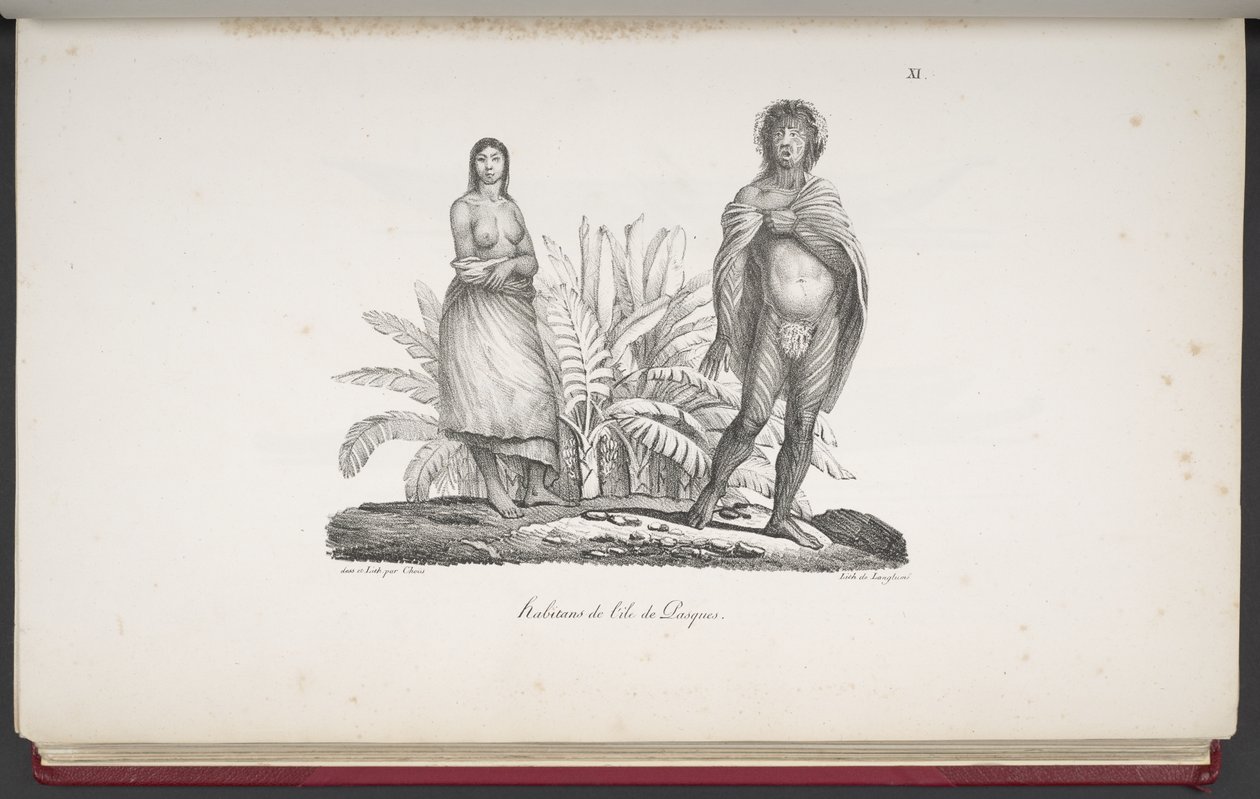 复活节岛上的居民，摘自《环球旅行》（Voyage pittoresque autour du monde, avec des portraits de sauvages d