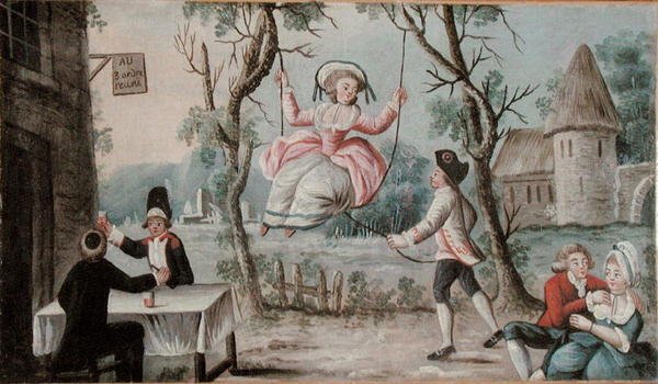 为一家酒馆绘制的客栈标志，描绘了三教合一的景象，约1789年（木板油画） 作者 法语学校