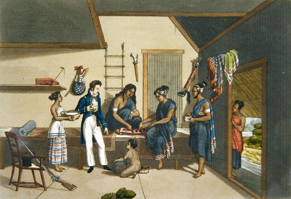 帝汶库邦的房屋内部，出自《1817-20年乌兰尼的世界之旅》，由Lerouge和Forget刻制，1825年出版（雕刻）。 作者 法语学校