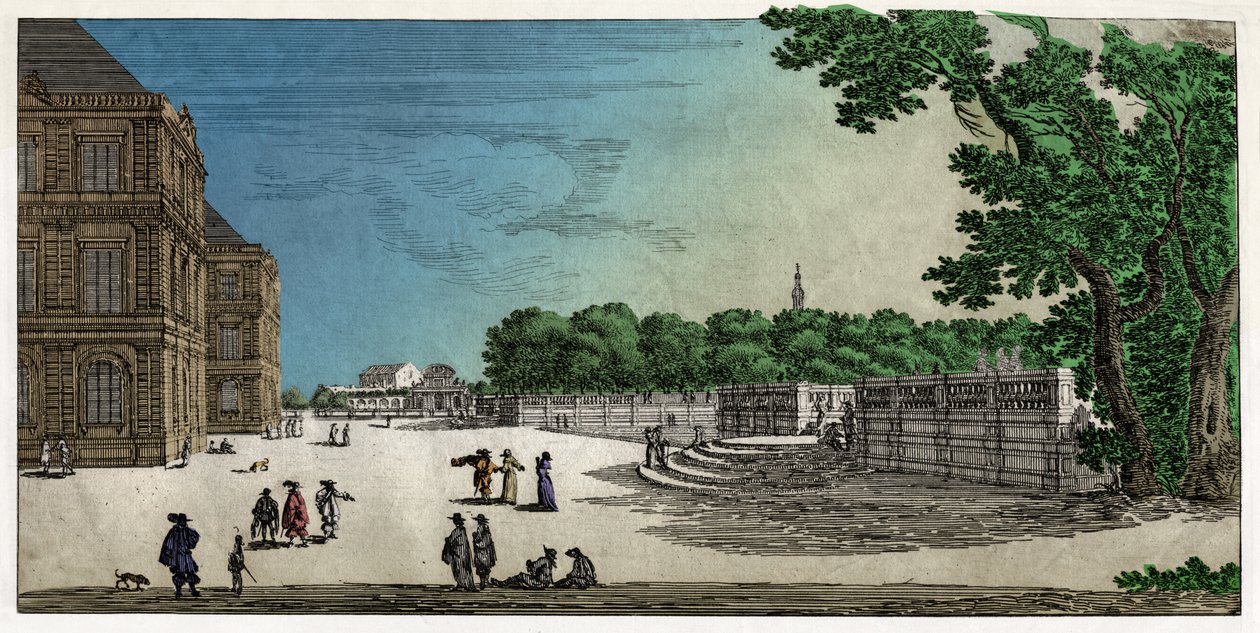 Jardin du Luxembourg, Paris. (engraving 作者 法语学校