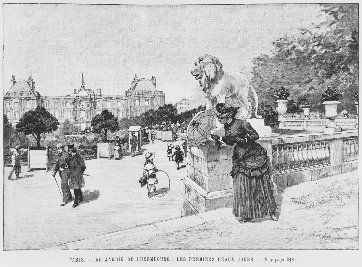 卢森堡的Jardin，第一个晴天，1870-80 作者 法语学校