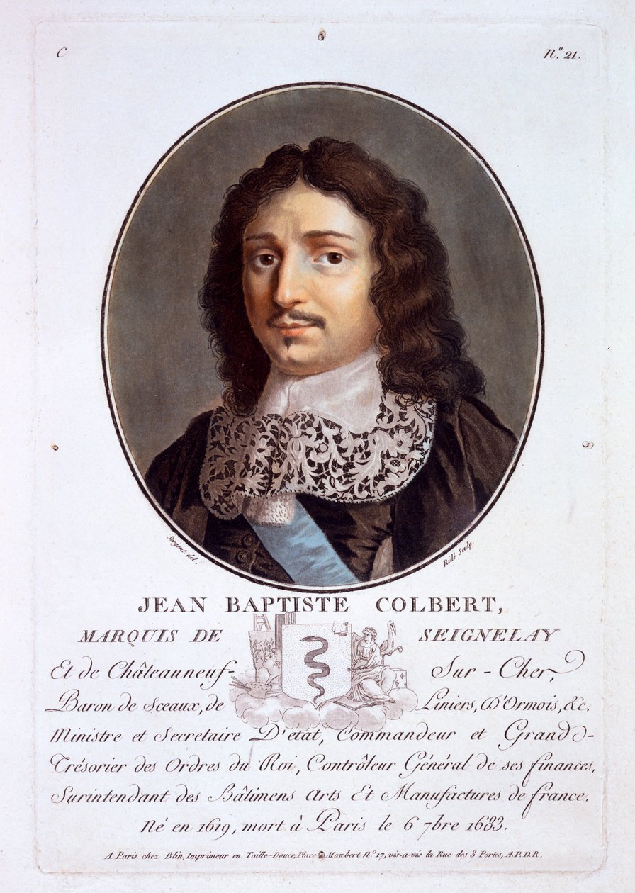 Jean-Baptiste Colbert，Marquis de Seignelay，来自伟大的男性肖像，杰出的女性，以及法国令人难忘的主题，出版于1787-92 作者 法语学校